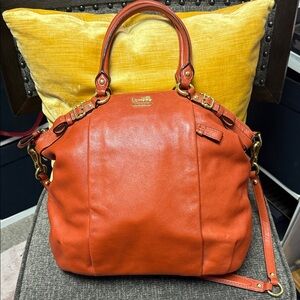 Coach Orange Leather Satchel Shoulder Bag